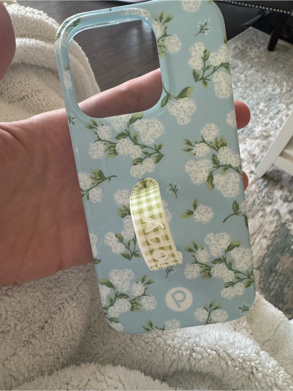 Loopy Case Light Blue Floral Phone Case with White Blooms IPhone 15 Pro